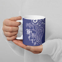 New Zealand Sea Animals with Maori Tribal Tattoo Ceramic Mug Blue Color LT03 - Polynesian Pride