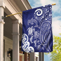 New Zealand Sea Animals with Maori Tribal Tattoo Garden Flag Blue Color LT03 House Flag Blue - Polynesian Pride