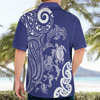 New Zealand Sea Animals with Maori Tribal Tattoo Hawaiian Shirt Blue Color LT03 - Polynesian Pride