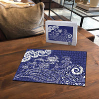 New Zealand Sea Animals with Maori Tribal Tattoo Puzzle Blue Color LT03 - Polynesian Pride