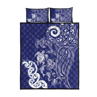New Zealand Sea Animals with Maori Tribal Tattoo Quilt Bed Set Blue Color LT03 - Polynesian Pride