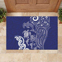 New Zealand Sea Animals with Maori Tribal Tattoo Rubber Doormat Blue Color LT03 Blue - Polynesian Pride