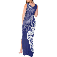 New Zealand Sea Animals with Maori Tribal Tattoo Tank Maxi Dress Blue Color LT03 - Polynesian Pride