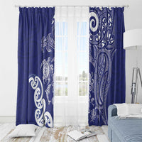 New Zealand Sea Animals with Maori Tribal Tattoo Window Curtain Blue Color LT03 - Polynesian Pride