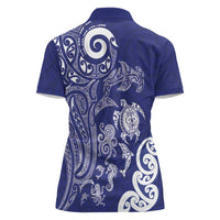 New Zealand Sea Animals with Maori Tribal Tattoo Women Polo Shirt Blue Color LT03 - Polynesian Pride