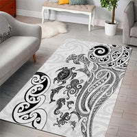 New Zealand Sea Animals with Maori Tribal Tattoo Area Rug White Color LT03 - Polynesian Pride