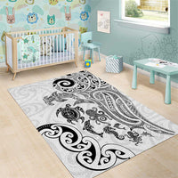 New Zealand Sea Animals with Maori Tribal Tattoo Area Rug White Color LT03 - Polynesian Pride