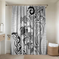 New Zealand Sea Animals with Maori Tribal Tattoo Bathroom Set White Color LT03 Shower Curtain Only White - Polynesian Pride