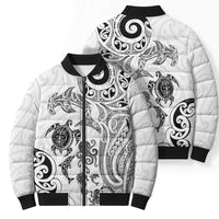 New Zealand Sea Animals with Maori Tribal Tattoo Bomber Puffer Jacket White Color LT03 - Polynesian Pride