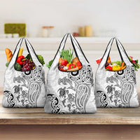 New Zealand Sea Animals with Maori Tribal Tattoo Grocery Bag White Color LT03 3-pack One Size White - Polynesian Pride