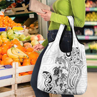 New Zealand Sea Animals with Maori Tribal Tattoo Grocery Bag White Color LT03 - Polynesian Pride
