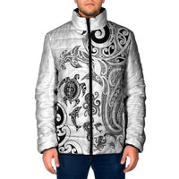 New Zealand Sea Animals with Maori Tribal Tattoo Padded Jacket White Color LT03 Men White - Polynesian Pride