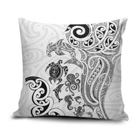 New Zealand Sea Animals with Maori Tribal Tattoo Pillow Cover White Color LT03 White - Polynesian Pride