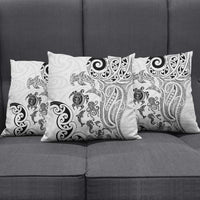 New Zealand Sea Animals with Maori Tribal Tattoo Pillow Cover White Color LT03 - Polynesian Pride