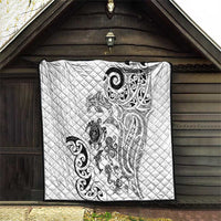 New Zealand Sea Animals with Maori Tribal Tattoo Quilt White Color LT03 - Polynesian Pride
