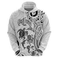 New Zealand Sea Animals with Maori Tribal Tattoo Zip Hoodie White Color LT03 - Polynesian Pride