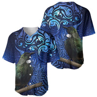 New Zealand Tui Bird Matariki Baseball Jersey Maori New Year with Galaxy Fern LT03 - Polynesian Pride