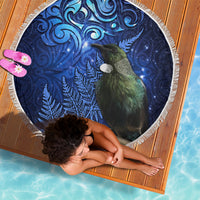 New Zealand Tui Bird Matariki Beach Blanket Maori New Year with Galaxy Fern LT03 - Polynesian Pride