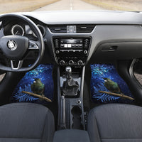 New Zealand Tui Bird Matariki Car Mats Maori New Year with Galaxy Fern LT03 Set 2pcs - Front Blue - Polynesian Pride