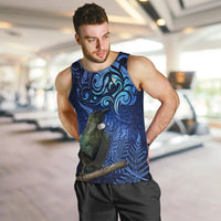 New Zealand Tui Bird Matariki Men Tank Top Maori New Year with Galaxy Fern LT03 Blue - Polynesian Pride
