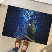 New Zealand Tui Bird Matariki Rubber Doormat Maori New Year with Galaxy Fern LT03 - Polynesian Pride