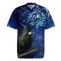 New Zealand Tui Bird Matariki Rugby Jersey Maori New Year with Galaxy Fern LT03 Blue - Polynesian Pride
