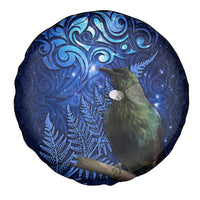 New Zealand Tui Bird Matariki Spare Tire Cover Maori New Year with Galaxy Fern LT03 - Polynesian Pride