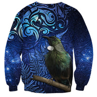 New Zealand Tui Bird Matariki Sweatshirt Maori New Year with Galaxy Fern LT03 - Polynesian Pride