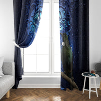 New Zealand Tui Bird Matariki Window Curtain Maori New Year with Galaxy Fern LT03 - Polynesian Pride