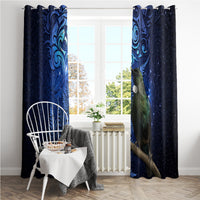 New Zealand Tui Bird Matariki Window Curtain Maori New Year with Galaxy Fern LT03 - Polynesian Pride