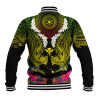 Hawaii Kanaka Maoli Baseball Jacket Double Shark and Hibiscus Flowers