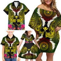 Hawaii Kanaka Maoli Family Matching Off Shoulder Short Dress and Hawaiian Shirt Double Shark and Hibiscus Flowers LT03 - Polynesian Pride