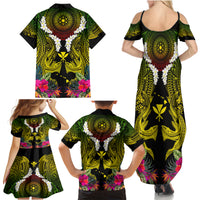 Hawaii Kanaka Maoli Family Matching Summer Maxi Dress and Hawaiian Shirt Double Shark and Hibiscus Flowers LT03 - Polynesian Pride
