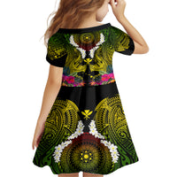 Hawaii Kanaka Maoli Kid Short Sleeve Dress Double Shark and Hibiscus Flowers LT03 - Polynesian Pride