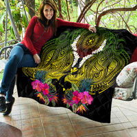 Hawaii Kanaka Maoli Quilt Double Shark and Hibiscus Flowers