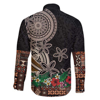 Samoa Siapo Polynesian Art Family Matching Puletasi and Hawaiian Shirt Tropical Flowers and Tatau Pattern Brown LT03 - Polynesian Pride