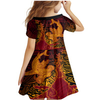 Hawaiian Volcano and Shark Family Matching Mermaid Dress and Hawaiian Shirt Polynesian and Hibiscus Pattern Lava Color LT03 - Polynesian Pride