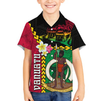 Vanuatu Nakamal and Plumeria Flowers Family Matching Long Sleeve Bodycon Dress and Hawaiian Shirt Polynesian Pattern LT03 Son's Shirt Black - Polynesian Pride