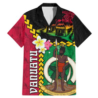 Vanuatu Nakamal and Plumeria Flowers Family Matching Mermaid Dress and Hawaiian Shirt Polynesian Pattern LT03 Dad's Shirt - Short Sleeve Black - Polynesian Pride