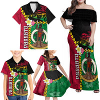 Vanuatu Nakamal and Plumeria Flowers Family Matching Off Shoulder Maxi Dress and Hawaiian Shirt Polynesian Pattern LT03 - Polynesian Pride
