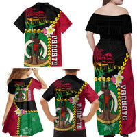Vanuatu Nakamal and Plumeria Flowers Family Matching Off Shoulder Maxi Dress and Hawaiian Shirt Polynesian Pattern LT03 - Polynesian Pride