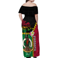 Vanuatu Nakamal and Plumeria Flowers Family Matching Off Shoulder Maxi Dress and Hawaiian Shirt Polynesian Pattern LT03 - Polynesian Pride