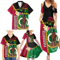 Vanuatu Nakamal and Plumeria Flowers Family Matching Summer Maxi Dress and Hawaiian Shirt Polynesian Pattern LT03 - Polynesian Pride