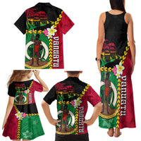 Vanuatu Nakamal and Plumeria Flowers Family Matching Tank Maxi Dress and Hawaiian Shirt Polynesian Pattern LT03 - Polynesian Pride