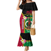 Vanuatu Nakamal and Plumeria Flowers Mermaid Dress Polynesian Pattern