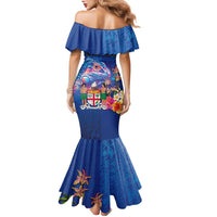 Fiji Bula Family Matching Mermaid Dress and Hawaiian Shirt Tropical Plants with Palm Tree and Iguana Colorful LT03 - Polynesian Pride