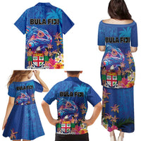 Fiji Bula Family Matching Puletasi and Hawaiian Shirt Tropical Plants with Palm Tree and Iguana Colorful LT03 - Polynesian Pride