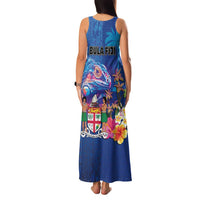 Fiji Bula Family Matching Tank Maxi Dress and Hawaiian Shirt Tropical Plants with Palm Tree and Iguana Colorful LT03 - Polynesian Pride