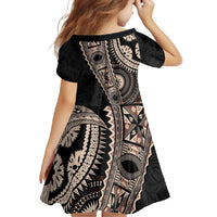 Fiji Traditional Masi Family Matching Off Shoulder Maxi Dress and Hawaiian Shirt Tapa Art Palm Leaves Pattern LT03 - Polynesian Pride