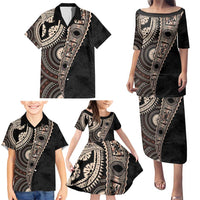 Fiji Traditional Masi Family Matching Puletasi and Hawaiian Shirt Tapa Art Palm Leaves Pattern LT03 - Polynesian Pride